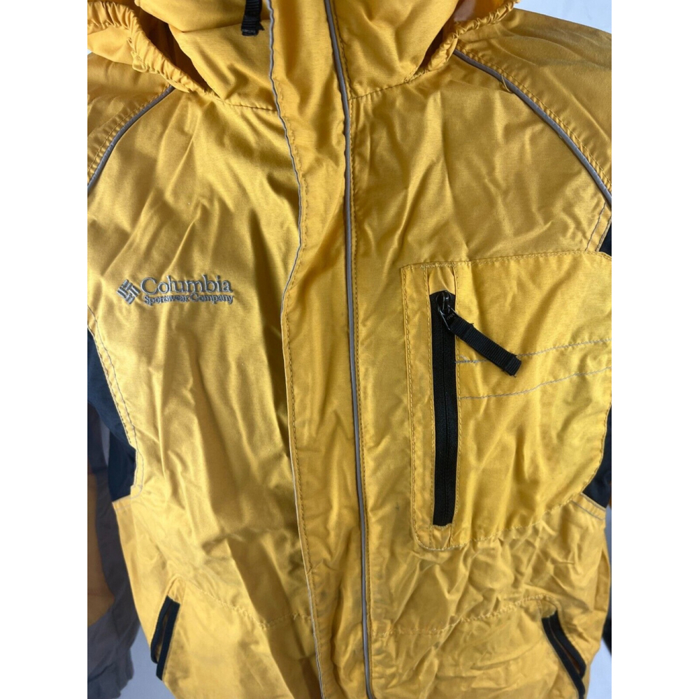 Youth Boys Columbia Full Zip Hooded Windbreaker Jacket Size 14/16 Yellow Outdoor - Picture 3 of 4